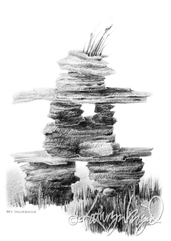 My Inukshuk graphite drawing