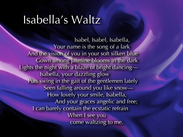 Isabella's Waltz digital graphic + text