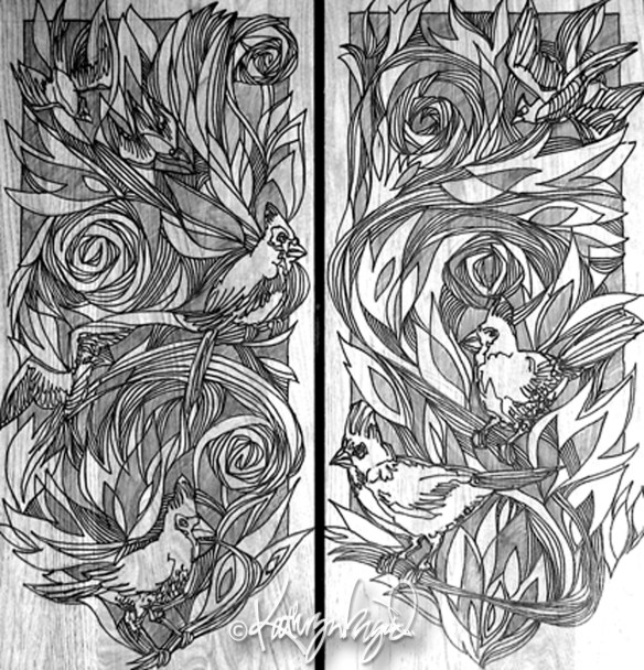 graphite and markers on wood panel