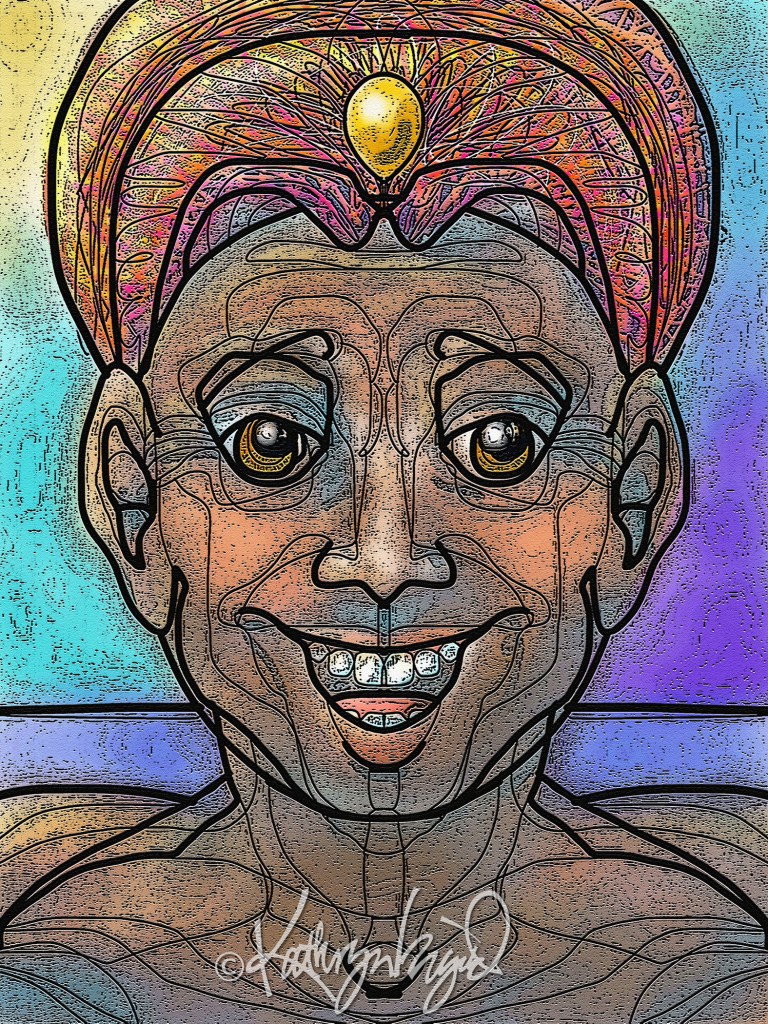 Digital illustration: Grinning Genie 3