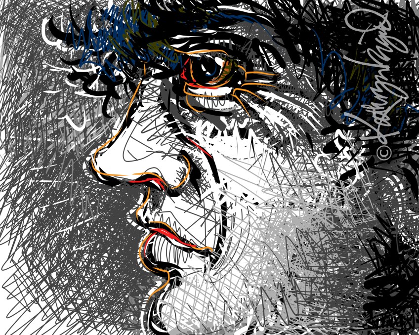 Digital illustration: Putting up a Serious Front