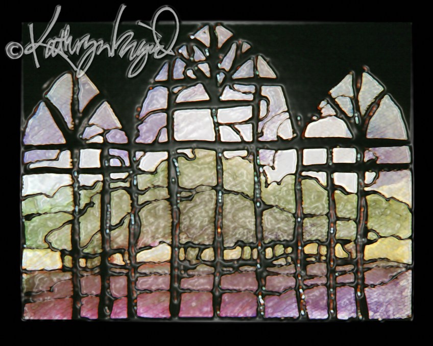 Digital illustration from a watercolor: Springtime Stained Glass