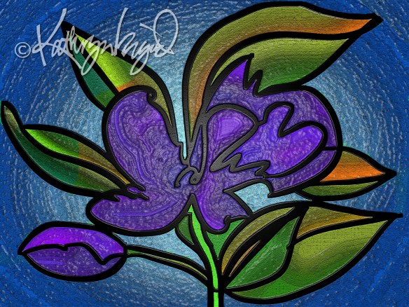 Digital illustration: Stained Glass Flower