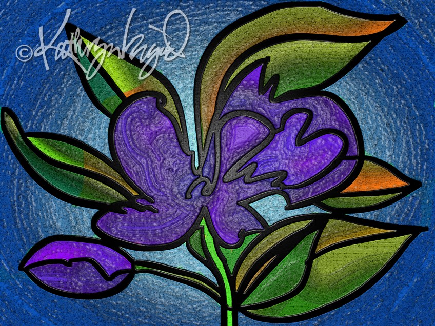 Digital illustration: Stained Glass Flower