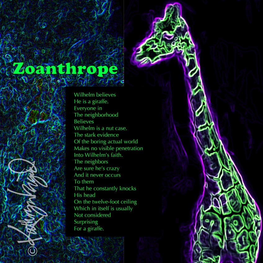 Digital illustration from photos + text: Zoanthrope