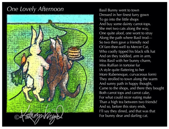 Digital illustration + text: One Lovely Afternoon