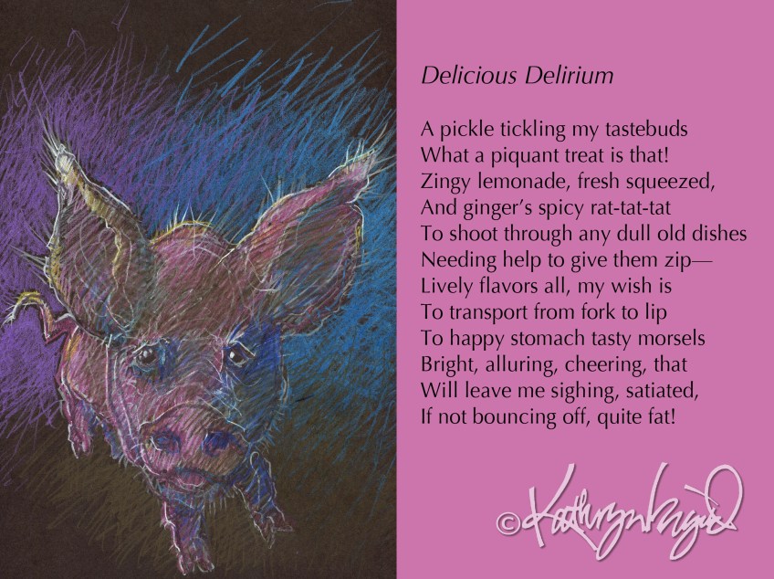 Drawing + text: Delicious Delirium