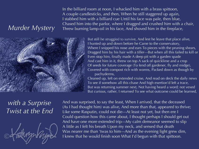 Drawing + text: Murder Mystery