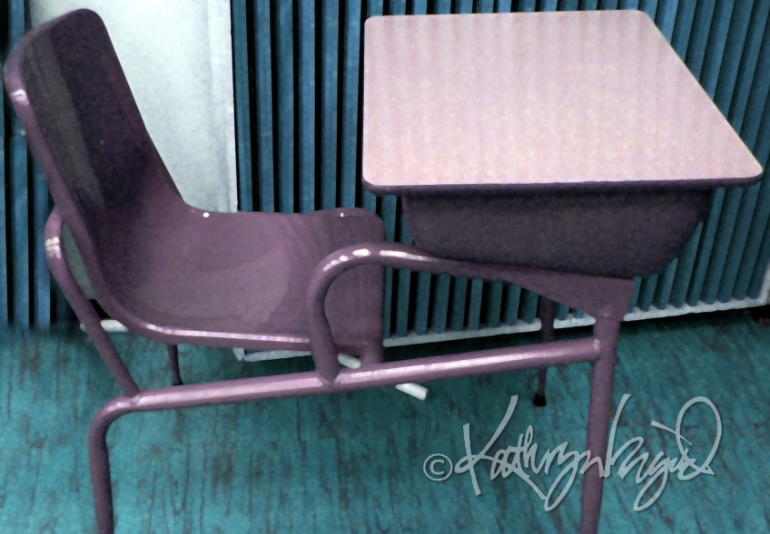 Digital illustration from a photo: No Talking in School