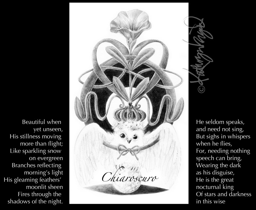 Graphite drawing + text: Chiaroscuro