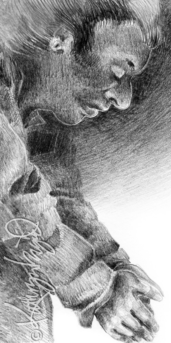 Graphite drawing: Reach Down to Raise Up