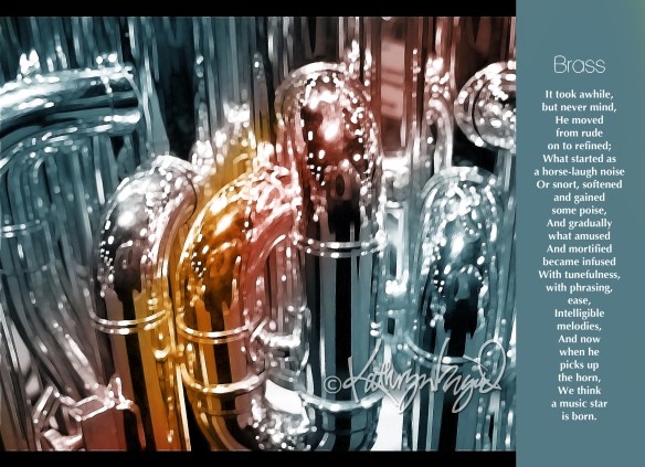 Digital illustration from a photo + text: Brass