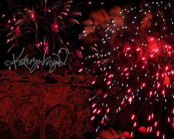 Digital illustration from photos: Pedaling Furiously