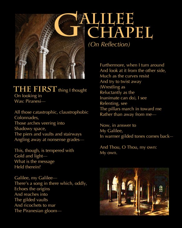 Digital illustrations from photos + text: Galilee Chapel