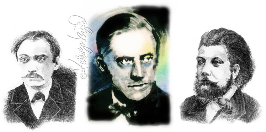Drawing/painting illo: Three Composers
