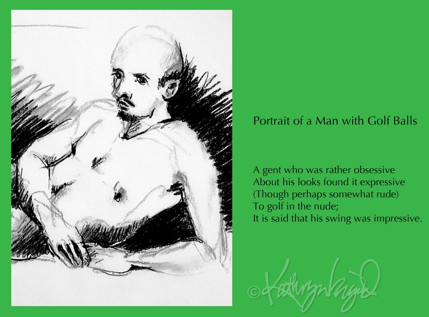 Digital illo + text: Portrait of a Man with Golf Balls