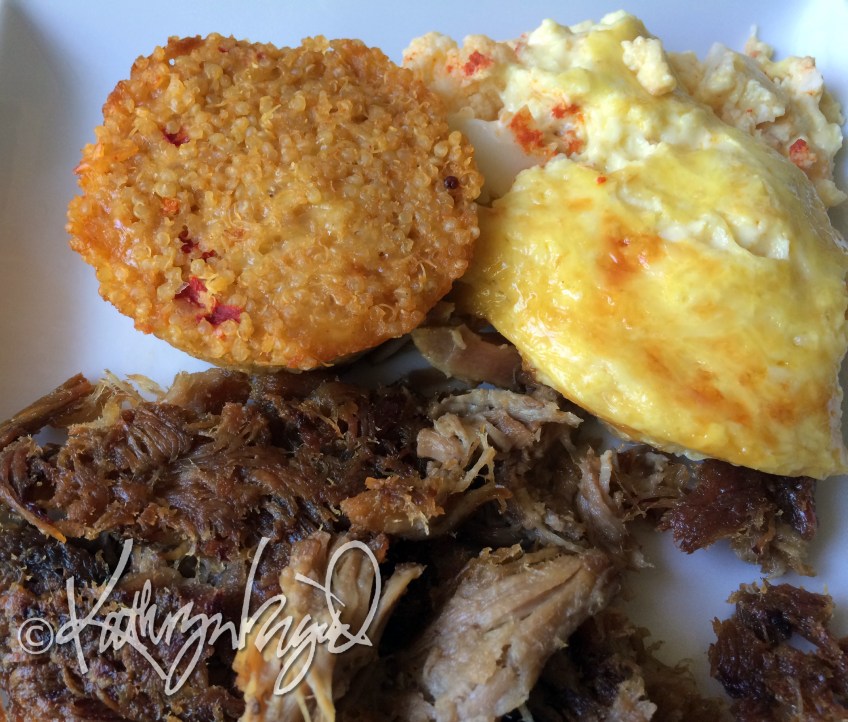 Photo: Crispy Pork, a Quinoa Cake, and Crack-&-Cheese