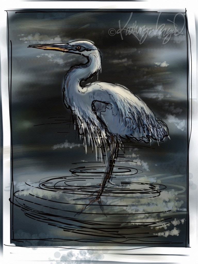 Digital illo: Egret