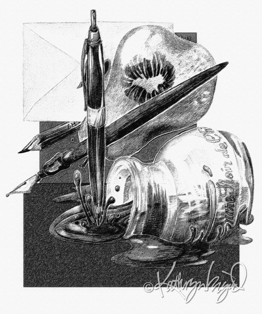 Digital illo from a graphite drawing: Love Letter #14